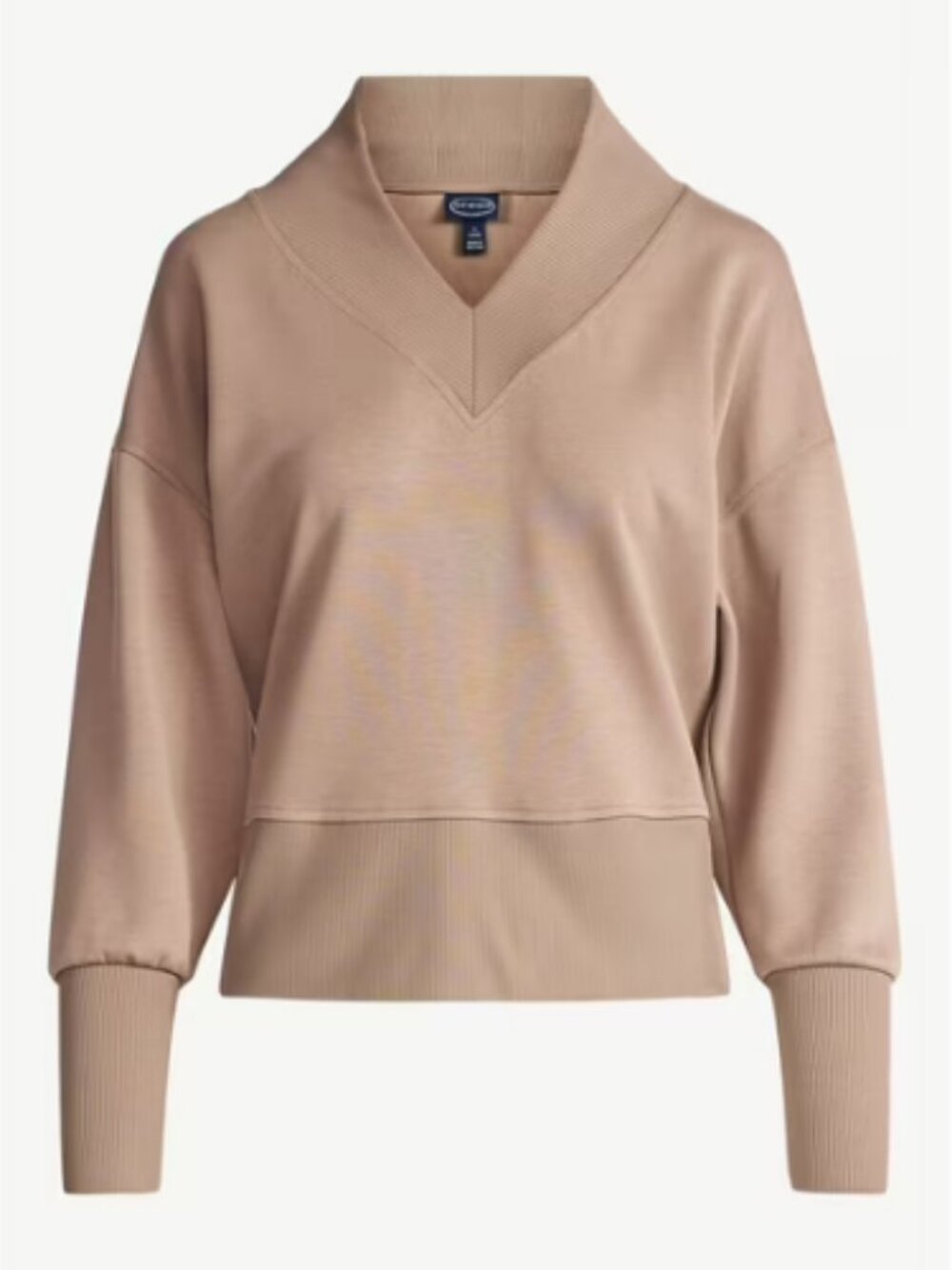 Scoop Women's and Women's Plus New Scubaknit V Neck Sweatshirt, Sizes XS-4X
